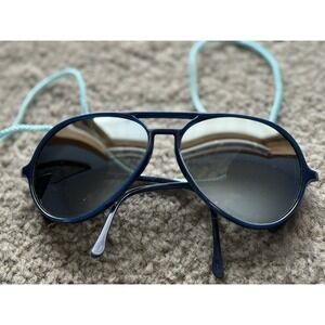 Vintage 1980s I Ski Mirrored Aviator Sunglasses Navy Frame Blinders